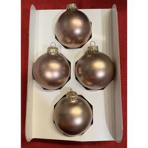 4 Vintage Holiday Time by Rauch Round Satin Bronze Glass Ornaments